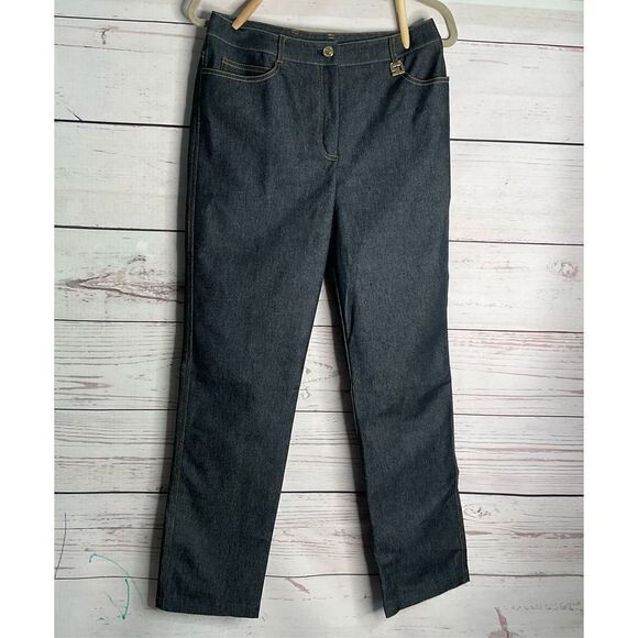 St John Sport By Marie Gray Black Jeans Size 6 Dark Wash DenimPants Straight Leg - Picture 4 of 16